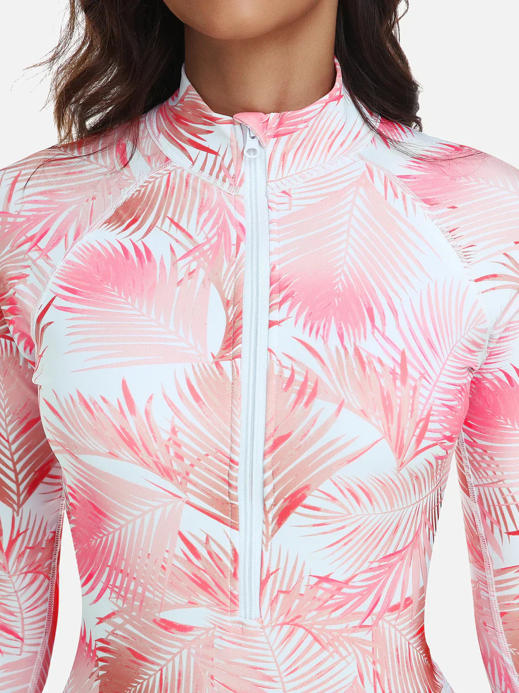 One-Piece Long Sleeve Ruffle Skirt Swimsuit